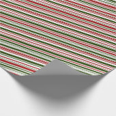 Einfache rote und grüne Streifen Weihnachten  Geschenkpapier (Ecke)