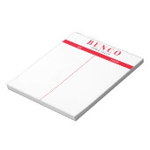Einfache rote und weiße Bunco-Tabelle - Notepad Notizblock (Rotiert)