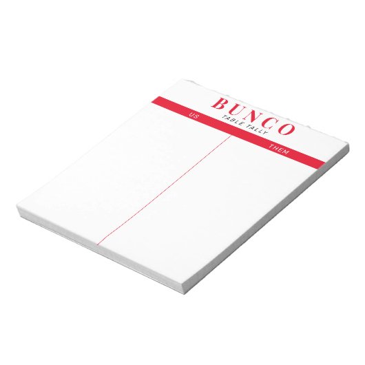Einfache rote und weiße Bunco-Tabelle - Notepad Notizblock (Rotiert)