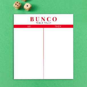 Einfache rote und weiße Bunco-Tabelle - Notepad Notizblock