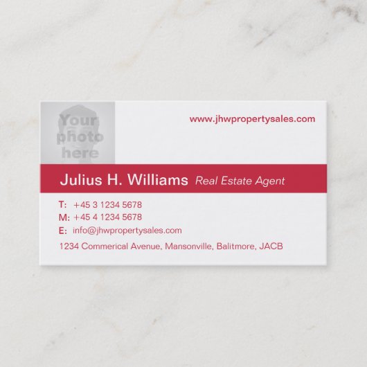 Einfache rote und weiße Foto-Rückseite Visitenkart Visitenkarte (Vorderseite)