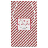 Einfache rote und weiße Streifen Merry and Bright Kleine Geschenktüte (Rückseite)
