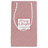 Einfache rote und weiße Streifen Merry and Bright Kleine Geschenktüte (Vorderseite)