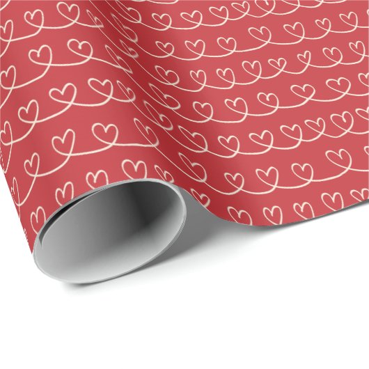 Einfache Rote Valentine Herzloop Strip Geschenkpapier (Rolleneckpunkt)
