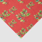 Einfache rote Wasserfarbe Holries Xmas Muster Seidenpapier (Detail)