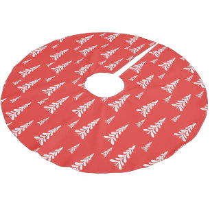 Einfache Rote Weihnachten Weihnachten Pinien Schne Polyester Weihnachtsbaumdecke