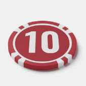 Einfache rote weiße fette Zahl  Pokerchips (Einzeln)