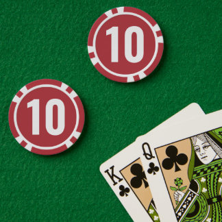 Einfache rote weiße fette Zahl Pokerchips