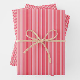 Einfache rote weiße Streifen Weihnachtsfeiertag Geschenkpapier Set