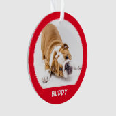 Einfache Roter Hund Foto Name Holidays Keepake Ornament (Vorderseite)