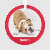 Einfache Roter Hund Foto Name Holidays Keepake Ornament (Rückseite)