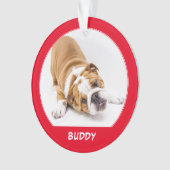 Einfache Roter Hund Foto Name Holidays Keepake Ornament (Vorderseite)
