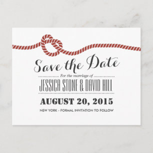 Einfache Roter Seil Knot Wedding Save the Date Ankündigungspostkarte