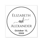 Einfache Round Frame Bride Groom Namen Datum Hochz Permastempel (Design)