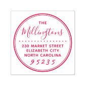 Einfache Round-Script-Familie Name & Rücksendeadre Permastempel (Design)