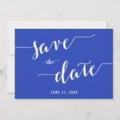 Einfache Royal Blue Save the Date Einladungskarten (Vorderseite)