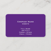 Einfache Royal Lila Business Card Visitenkarte (Vorderseite)