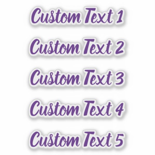 Einfache Royal Lila Script 5 Zeilen Text Aufkleber (Vorderseite)