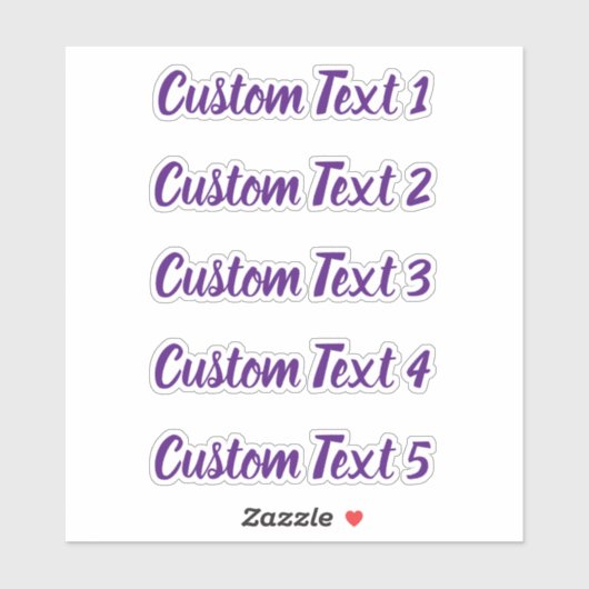 Einfache Royal Lila Script 5 Zeilen Text Aufkleber (Blatt)