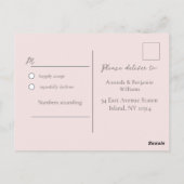Einfache RSVP-Hochzeit für Minimalistische Misty-R Postkarte (Rückseite)