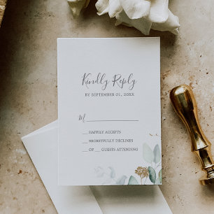 Einfache RSVP-Karte für Airy Greenery und Gold Lea RSVP Karte