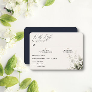 Einfache RSVP-Karte für die Botanische Marine mit  RSVP Karte