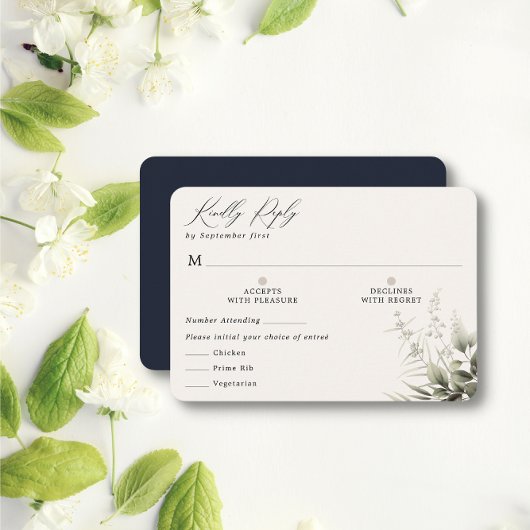 Einfache RSVP-Karte für die Botanische Marine mit  RSVP Karte