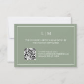 Einfache RSVP-Karte für Monogram, grüner QR-Code H Dankeskarte (Vorderseite)