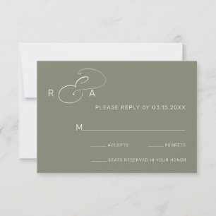 Einfache RSVP-Karte für Monogram Sage Green Weddin RSVP Karte