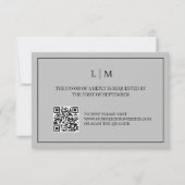 Einfache RSVP-Karte für Monogramm-Grau-QR-Code Dankeskarte (Vorderseite)