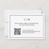 Einfache RSVP-Karte für Monogramm, weißer QR-Code Dankeskarte (Vorderseite)