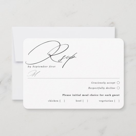 Einfache RSVP-Karte für Schwarz und Weiß RSVP Karte (Vorderseite)
