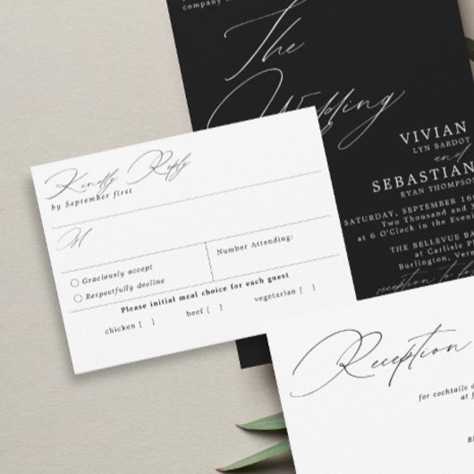 Einfache RSVP-Karte für Schwarz und Weiß RSVP Karte