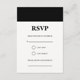 Einfache RSVP-Karte mit schwarzem Streifen RSVP Karte