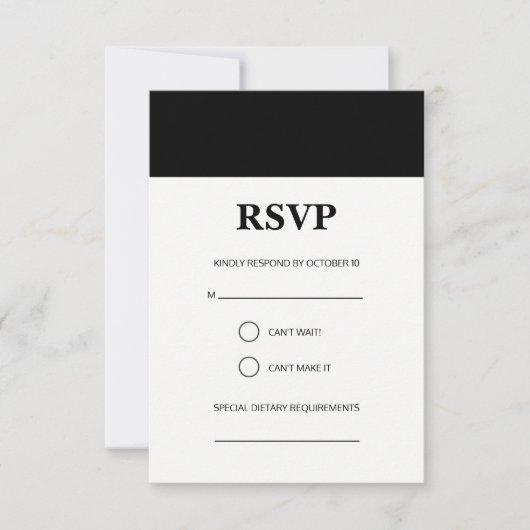 Einfache RSVP-Karte mit schwarzem Streifen RSVP Karte (Vorderseite)