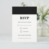 Einfache RSVP-Karte mit schwarzem Streifen RSVP Karte (Stehend Vorderseite)