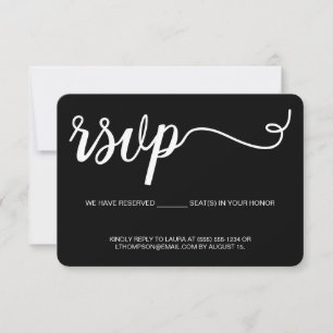 Einfache RSVP Karte schwarz (ohne Versand) Reservi