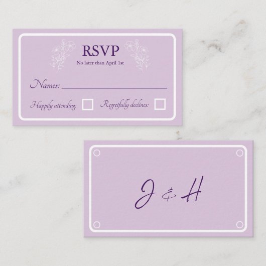 Einfache RSVP-Reaktionskarten für Blumenhochzeiten Begleitkarte (Vorne/Hinten)