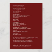 Einfache Ruby Red Abgeschieden Names Hochzeitsfeie Programm (Rückseite)