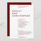 Einfache Ruby Red Abgeschieden Names Hochzeitsfeie Programm (Vorne/Hinten)