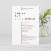 Einfache Ruby Red Abgeschieden Names Hochzeitsfeie Programm (Stehend Vorderseite)