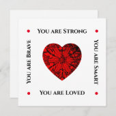 Einfache Ruby Rotes Herz Feiertagskarte (Vorne/Hinten)