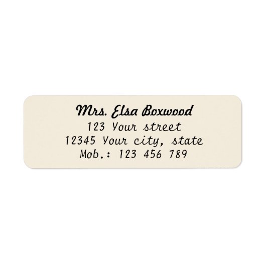 Einfache Rücksendeadresse (Vorne)