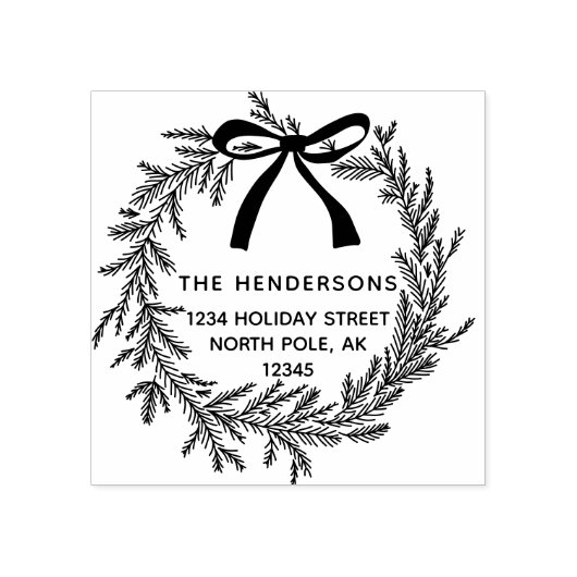 Einfache Rücksendeadresse des Weihnachtskiefers Gummistempel (Prägung)