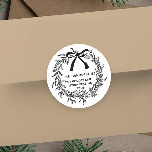 Einfache Rücksendeadresse des Weihnachtskiefers Runder Aufkleber