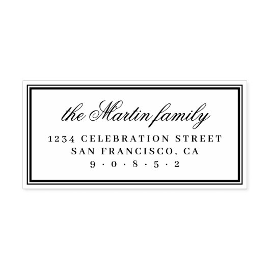 Einfache Rücksendeadresse eleganter Familienname Gummistempel (Prägung)