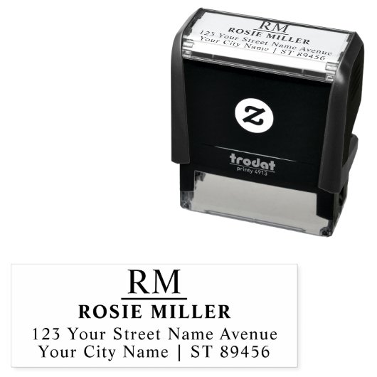 Einfache Rücksendeadresse für klassische Monogramm Permastempel (Beispiel)