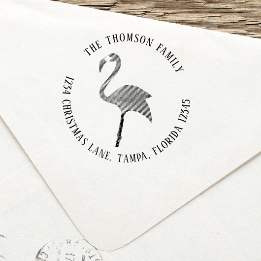 Einfache Rücksendeadresse Rosa Flamingo Tropical Permastempel