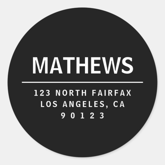 Einfache Rücksendeadresse Runder Aufkleber (Vorderseite)