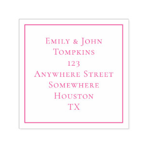 Einfache Rücksendeadresse Square Border Pink Permastempel